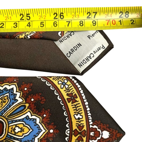Pierre CARDIN Earthy Brown Psychedelic Retro Tie Vintage Polyester Designer - Picture 6 of 6